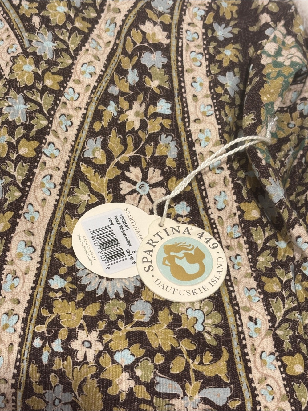 Spartina 449 Yellow and Black Paisley Long Sleeve Bodycon Dress - Picture 3 of 3